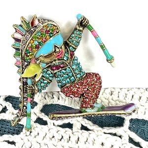 Heidi Daus 🆕”Helsinki Heidi” Limited Edition Swarovski Crystal pin ski downhill